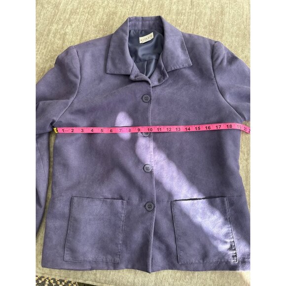 VTG Koret Petites Purple Button-Up Jacket Blazer 10 Faux Suede - Picture 4 of 7